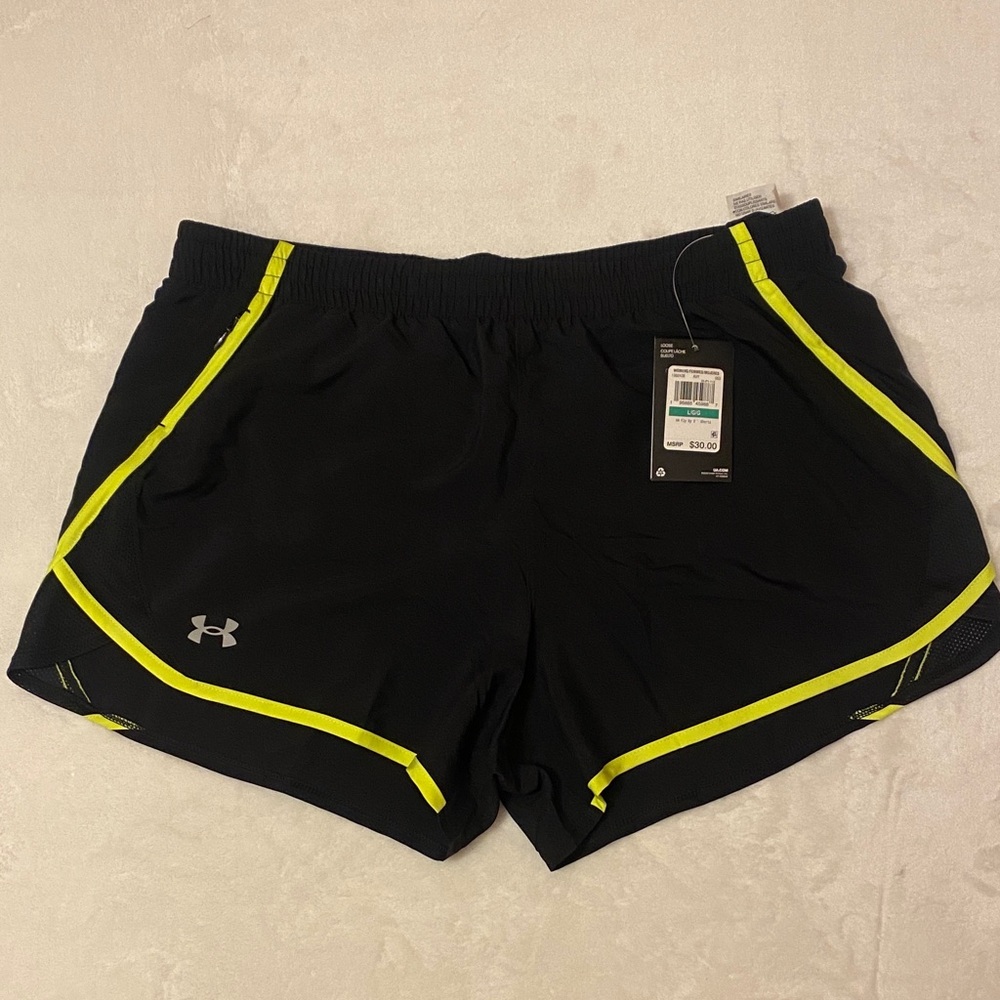 Under Armour Women's Athletic Shorts in Black and Neon Yellow